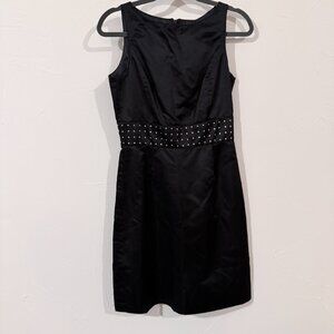 Stephen DiGeronimo Black Cocktail Dress Size 8, Rayon Silk Blend, Studded Waist